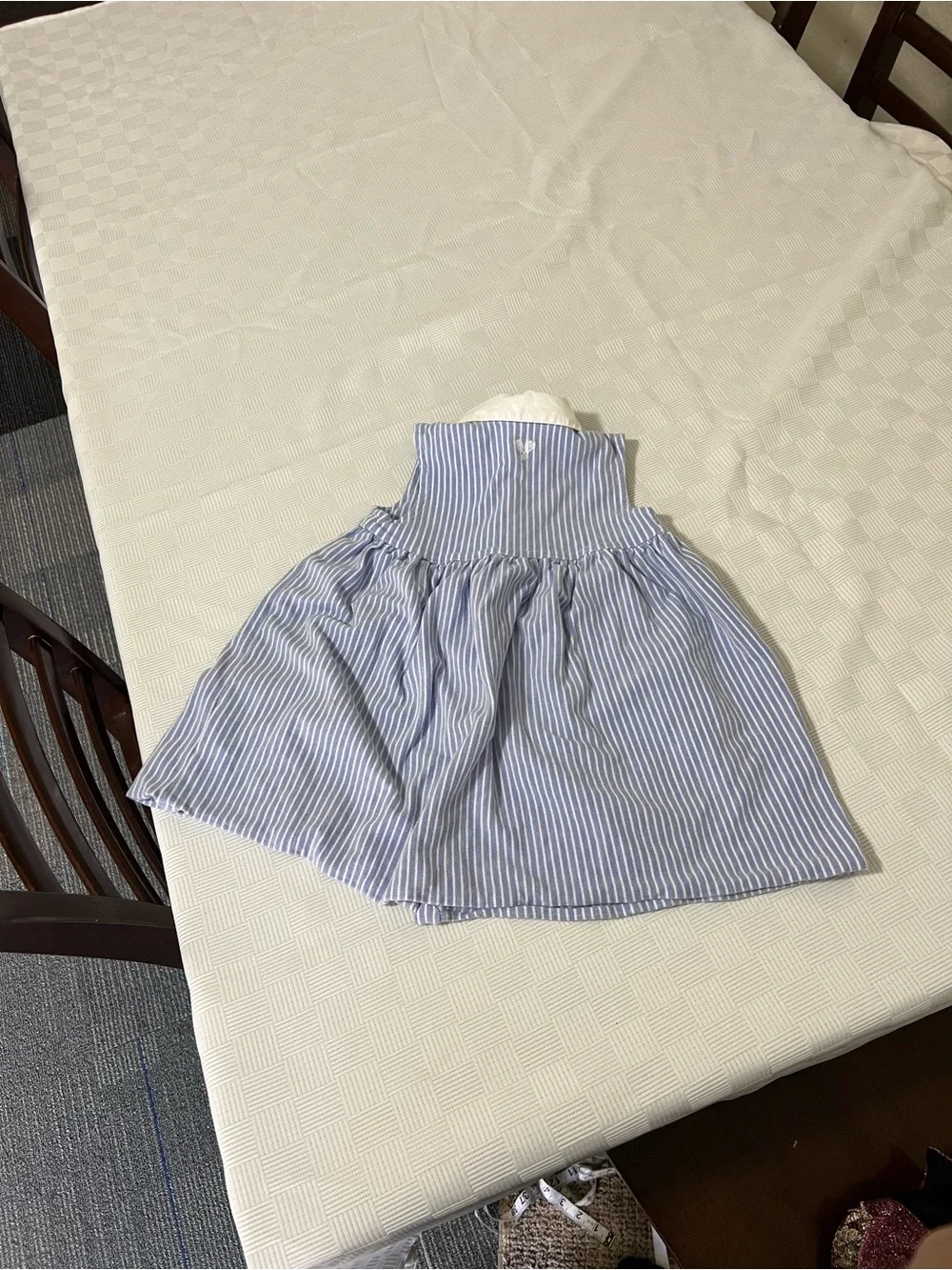 Ralph Lauren Blue & White Striped Sleeveless Dress with Peter Pan Collar